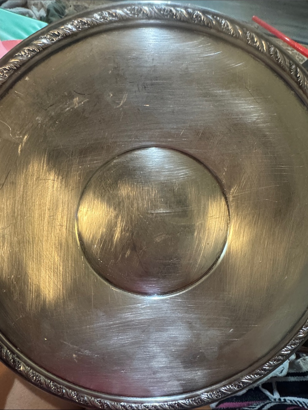 Silver Decorative Metal Serving Tray - Classic Home Kitchen Accent - Picture 5 of 5